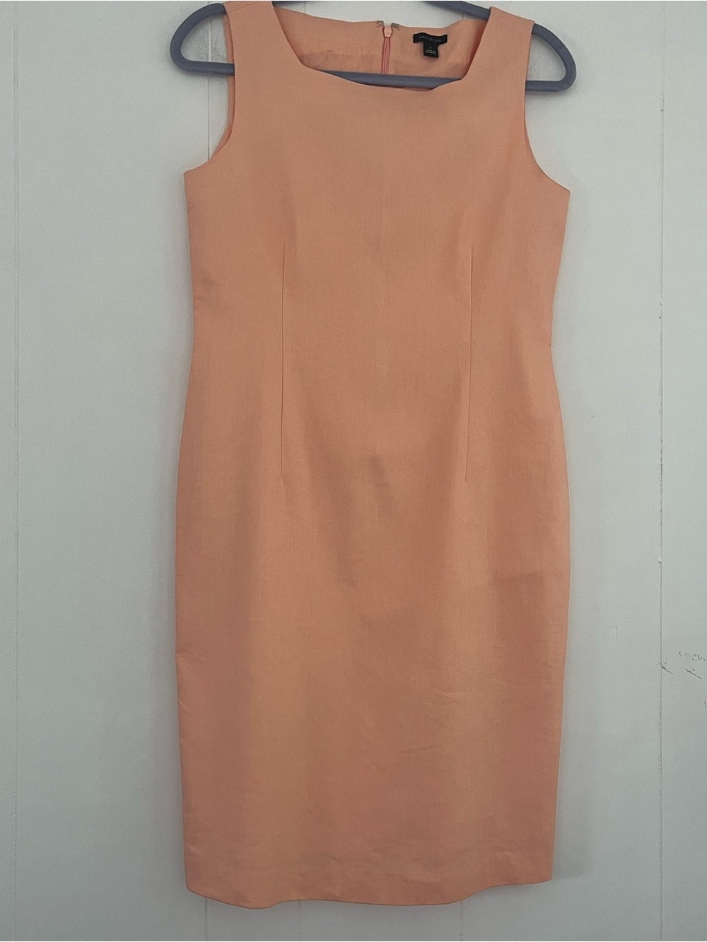 Ann Taylor Sleeveless Sheath Dress Tangerine Cream Linen Blend Size 4 - Picture 1 of 13